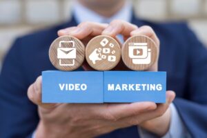 person holding objects for business video marketing illustration